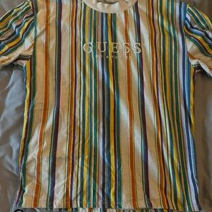 GUESS mens Striped Multicolor T-Shirt